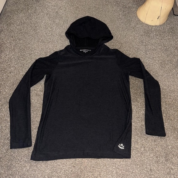 Beyond Yoga Tops - Beyond Yoga Hoodie Womens XS Space Dye Long Sleeve Pullover Black Grey